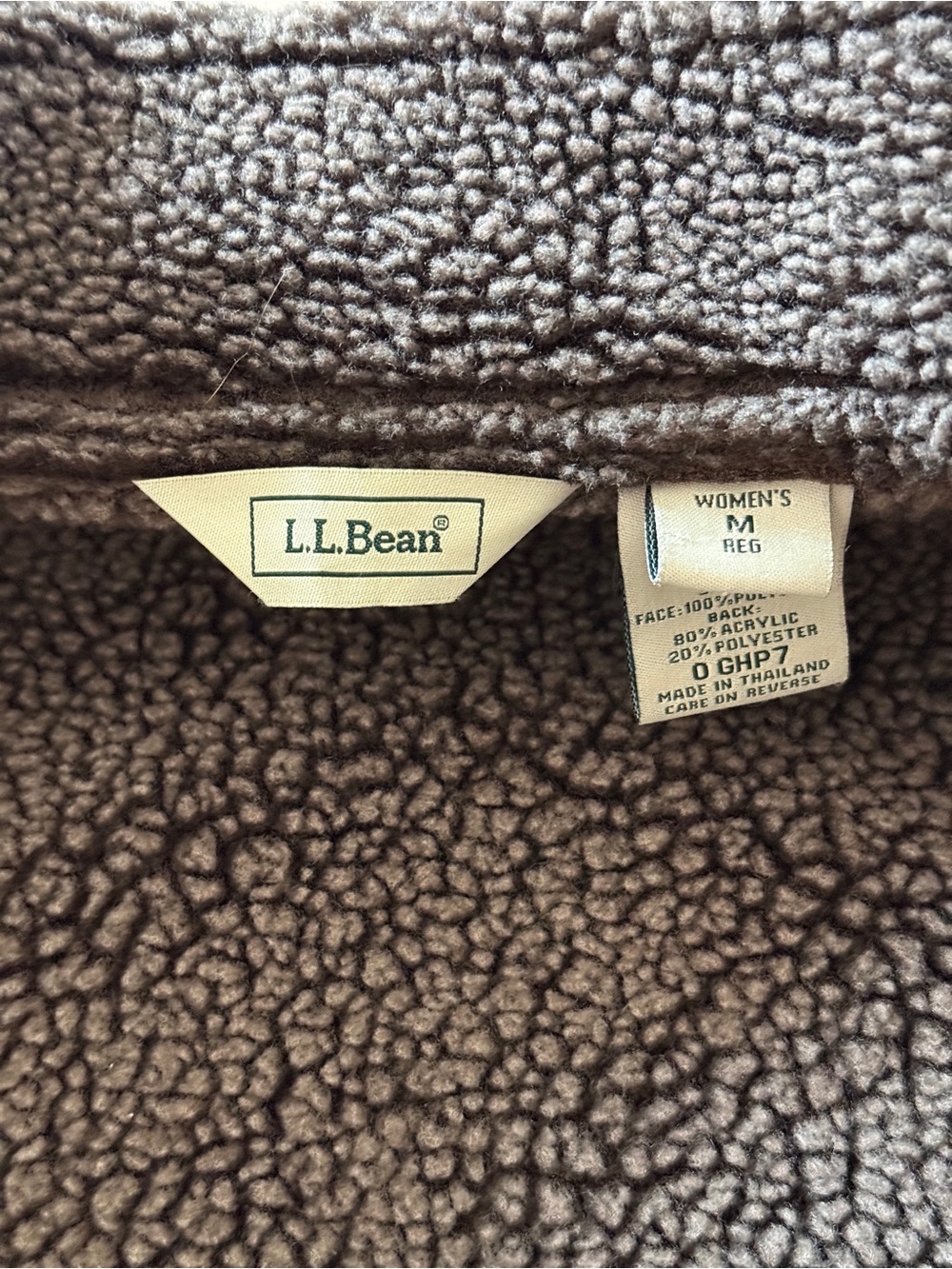 L.L. Bean Chocolate Brown Faux Suede Sherpa Shearling Coat - Picture 7 of 10